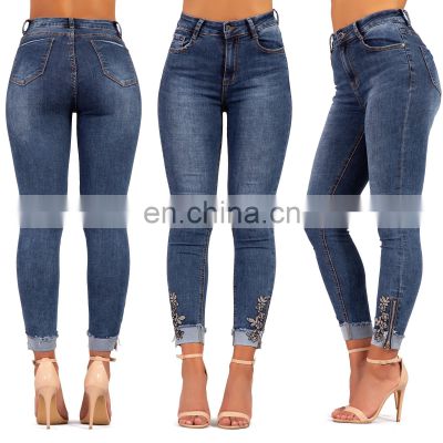 Womens High Waisted Ripped Knee Jeans Ladies Skinny Stretchy Jeggings Pants Size