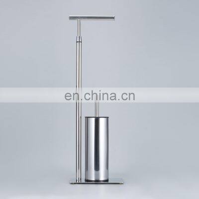 Household Cleaning Bathroom Stainless Steel Mirror Finish Thick Bottom Stand Paper Roll Toilet Brush And Holder photo-2