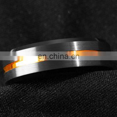 Men's Fashion 8MM Black Brushed Ladder Edge Stainless Steel Ring Blue Groove Men Wedding Ring Gifts For Men photo-5