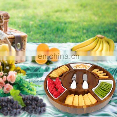 Acacia Wood Cheese Board Knife Set Charcuterie Board With Cutlery In Double Marble 2 Serving Utensils photo-5