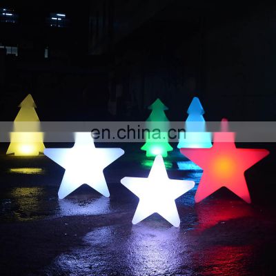 rgb led Christmas tree lights /event wedding rechargeable PE plastic led tree star snow led Christmas decorative lights