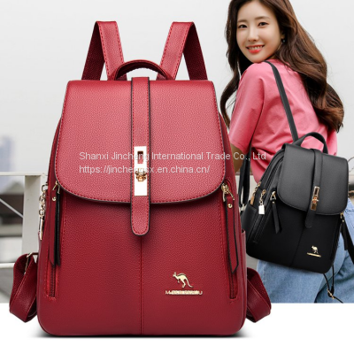 Leisure Womens Backpack Travel Waterproof Backpack For Girls Pu Leather Backpack Women photo-3