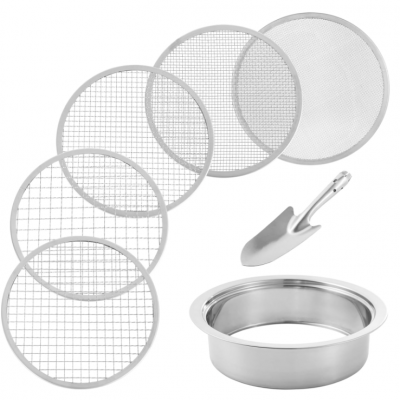 Soil Sifter Stainless Steel Riddle Sieve Set for Gardening with 5 Sizes 8