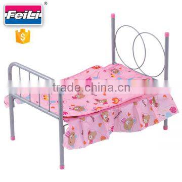 Feili intelligent toy DIY metal doll bed crib wholesale doll beds