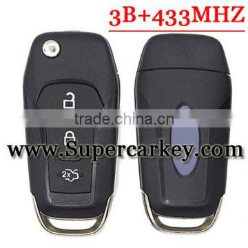 Best price 3 button flip remote key with 433mhz full Genuine for Ford