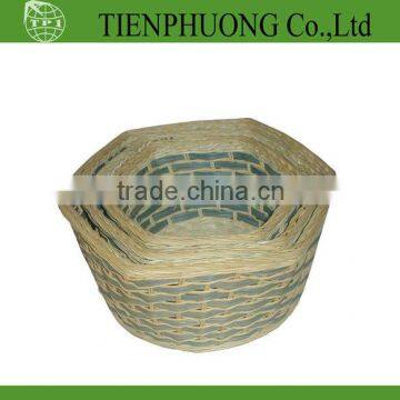 hexagonal rattan basket