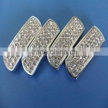 10mm Many Rhinestones Pane Rectangular Block Shape Slide Charms