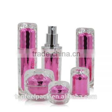 crystal clear high quality double layers high end cosmrtc packaging round waist acrylic crean jar and lotion bottle