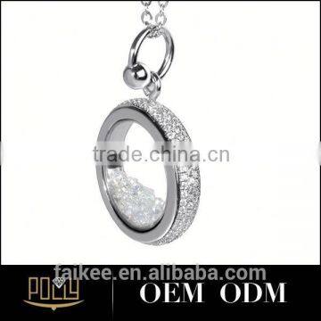 925 Silver Artificial Diamond Round Ring Pendant for Women Mirror Pendant photo-3