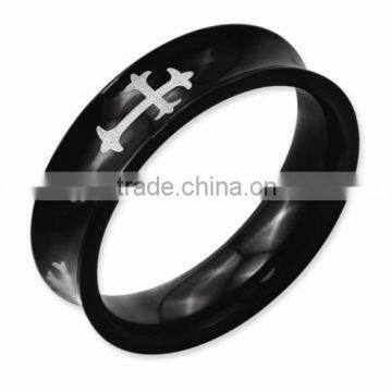 Black cross ring stainless steel jewelry