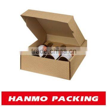 custom printed 3 bottle pack box kraft corrugated paper box flat shipped