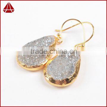 China supplier women environmental copper hoop druzy crystal dangle earring jewelry                        
                                                Quality Choice