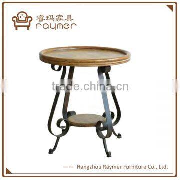 Iron and wood Industrial Rustic round Coffee Table