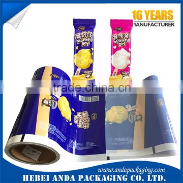 Printed popsicle packaging plastic film, ice cream carry bag/ back seal plastic bag for ice cream