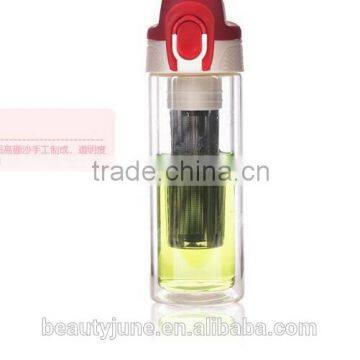 BPA Free Heat-Resistant Sports Bra Glass Water Bottle With Tea Infuser Handles Glass Bottles Hot 2015 photo-2