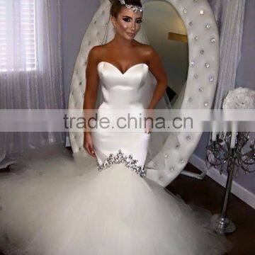 Sparkling Bridal Gowns Long Tail Mermaid Wedding Dresses Luxury Trumpt Bridal Dress