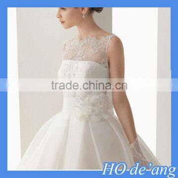 HOGIFT Simple Word Shoulder Sexy Lace Wedding Dress,Printed Flowers Luxurious Long Train Wedding Dress photo-2
