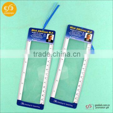 Newest gifts single color silk-screen magnifying glass ruler/magnifier book mark