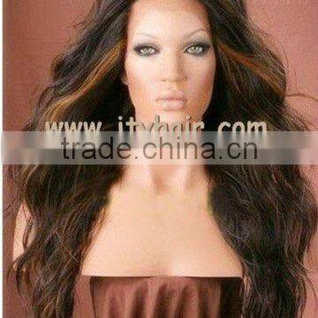 Hot Beauty 18" higlight color, Two Tone Loose Wave, Peruvian virgin hair Full lace wig