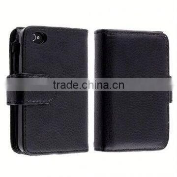 High Quality Leather Wallet Case for iPhone 4S F-IPH4LC005