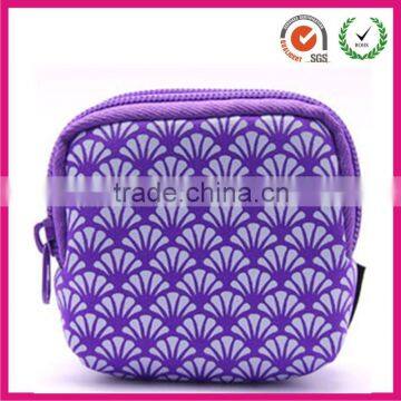 Deluxe ladies full fan sublimation neoprene purple wallet