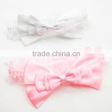 Satin Layered Bow Lace Headband for Baby,cheap Handmade Soft Headbands photo-6