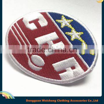 Hot sell custom logo embroidered patch for coats no minimum