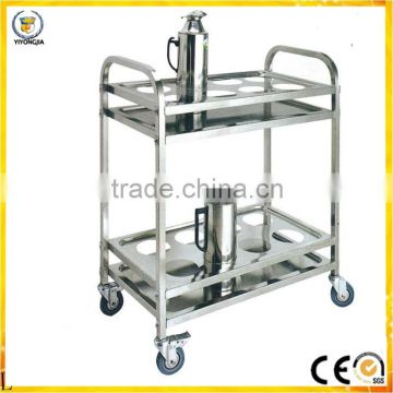 stainless steel liquor trolley Detachable water bottle trolley two layer for hotel restaurant