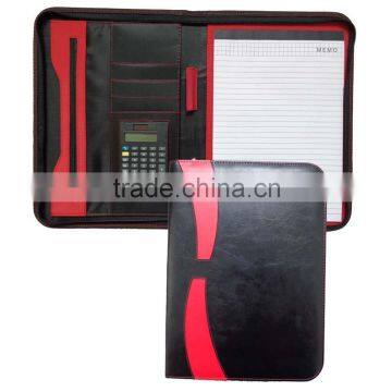 Zipper Faux Leather Folder With Pad Holder