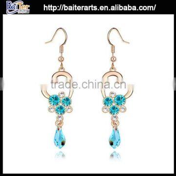 Popular jewelry alloy austria rose gold crystal drop earrings