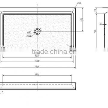 SUNZOOM Single Threshold Shower Base,thin Shower Tray,left and Right Center Drain Shower Base, photo-2