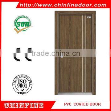 new design pvc faced wood single leaf door (CF-W010)