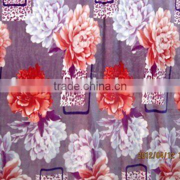 chinese rose flower print flannel fleece fabric