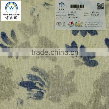 14*14 100% linen printed fabric