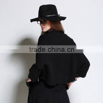 Women's Cropped Hangover Hoodie Long Sleeve Top Short Style Open Zipper Sweater Jacket Black Solid photo-4