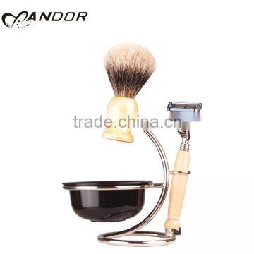 High quality wood handle shaving brush set shaving stand