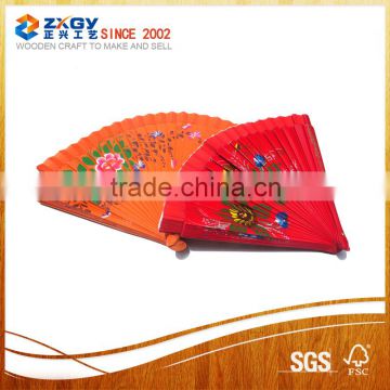 Colored Chinese Wooden Crafts Wood Fan Custom