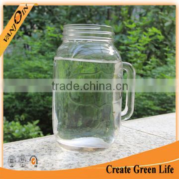 Clear 1L Glass Mason Drinking Jar Square Shape