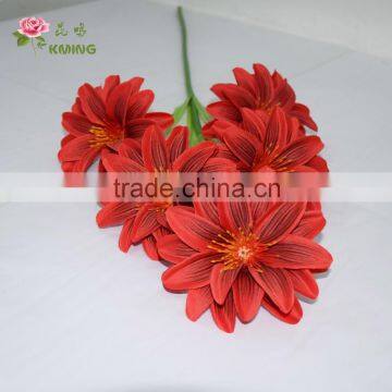 Cheap Silk Fabric Dahlia Flower 5 Heads photo-4