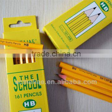 7" standard size hexagonal shape sharpened yellow body graphite HB pencil