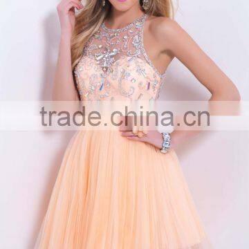 cheap new arrival fashion Chiffon Cyrstal cocktail dress custom made china supplier CYC-019