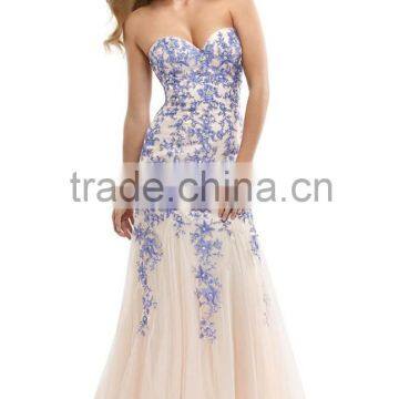 Charming Elegant 2015 New Design Beaded Prom Dress Appliques Sweep Train Evening Dress XP-67