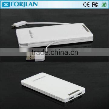 2015 new design built in cable high capacity power bank 8000mah