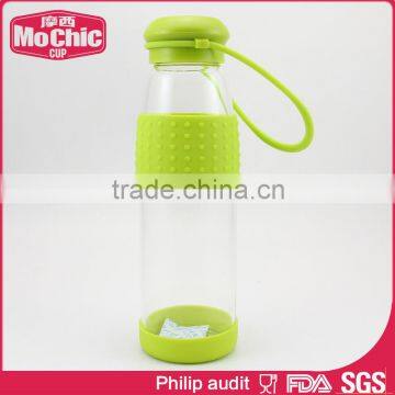 360ML/500ML Mochic Outdoor Portable Stylish & Smart Clear Glass Water Bottle With Silicone Sleeve photo-2