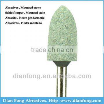 G-17 HP Shank Bullet Shaped Silicone Carbide Maded Medium Grit Green Mounted Stone Internal Grinding Stones