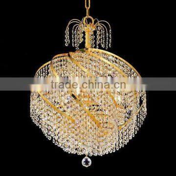 Vintage American Chandelier Round Spiral Oange Crystal Chandelier