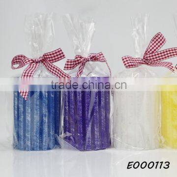 Smelless Falt Top Candle, Colourful Solid-color Geer Rustic Pillar Candle photo-2