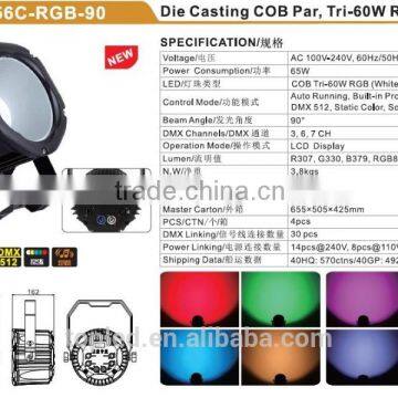 Excellent Color Mixing Tri-60W RGB (White &UV Optional) LED Flat COB Par Light photo-6