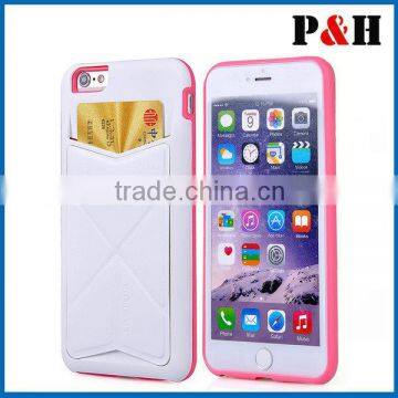 New TPU+PU Back Skin Case Cover With Card Slots Standing for IPhone6,6 Plus photo-5
