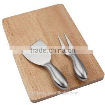 Stainless steel cheese knife set with cheese board